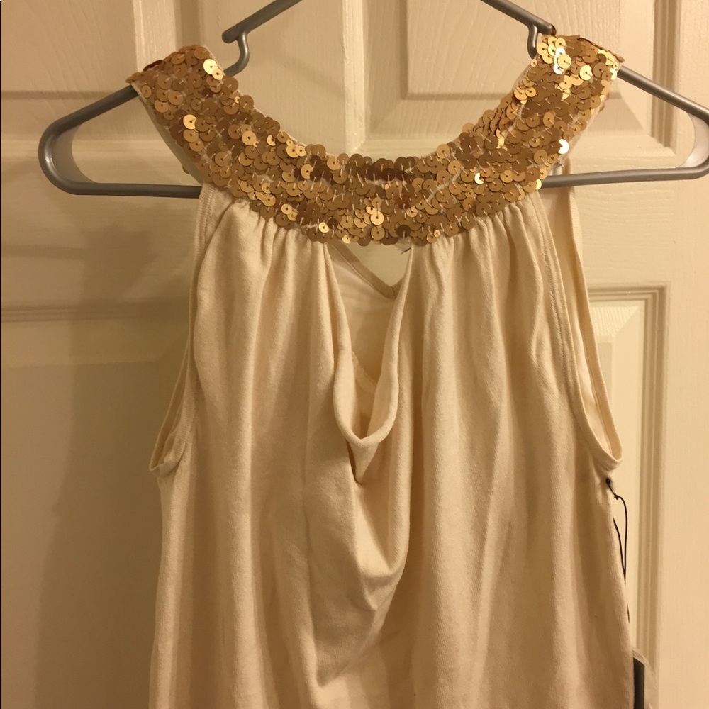 Brand NEW Lucidity Gold Sequin Silk Cream Blouse